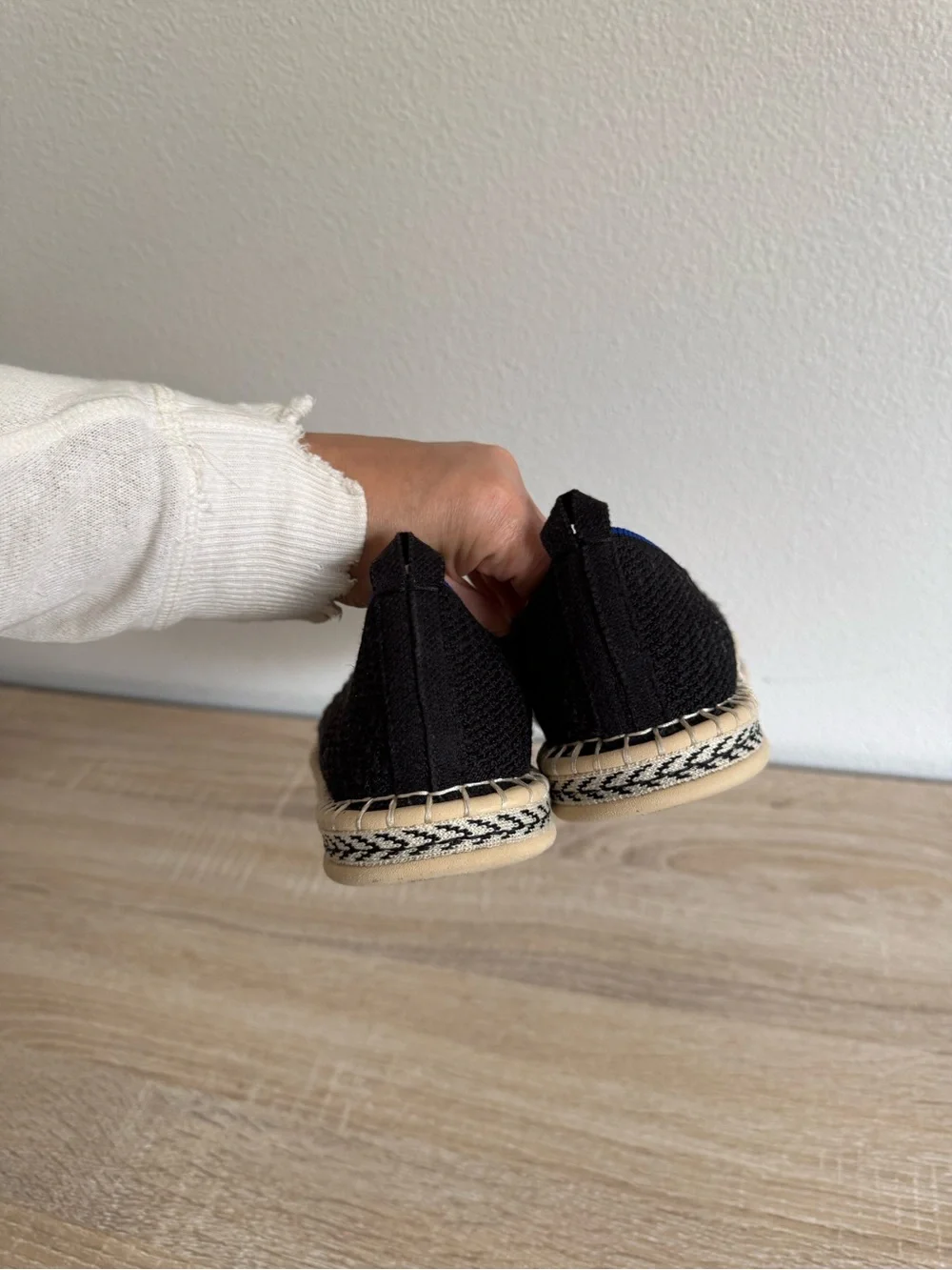 Rothy’s the espadrille flats black woven shoes women’s Sz 9
